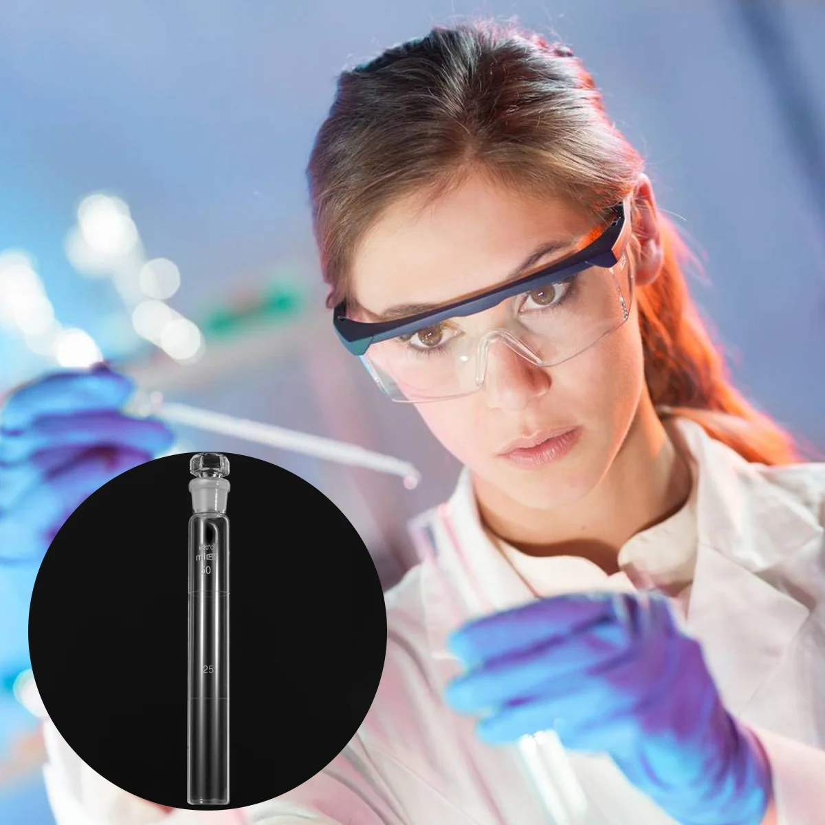 

50ml Glass Colorimetric Cylinder Safe Odorless Material Colorimeter Tube for Chemistry Class Experiment Tools Experiment Tools