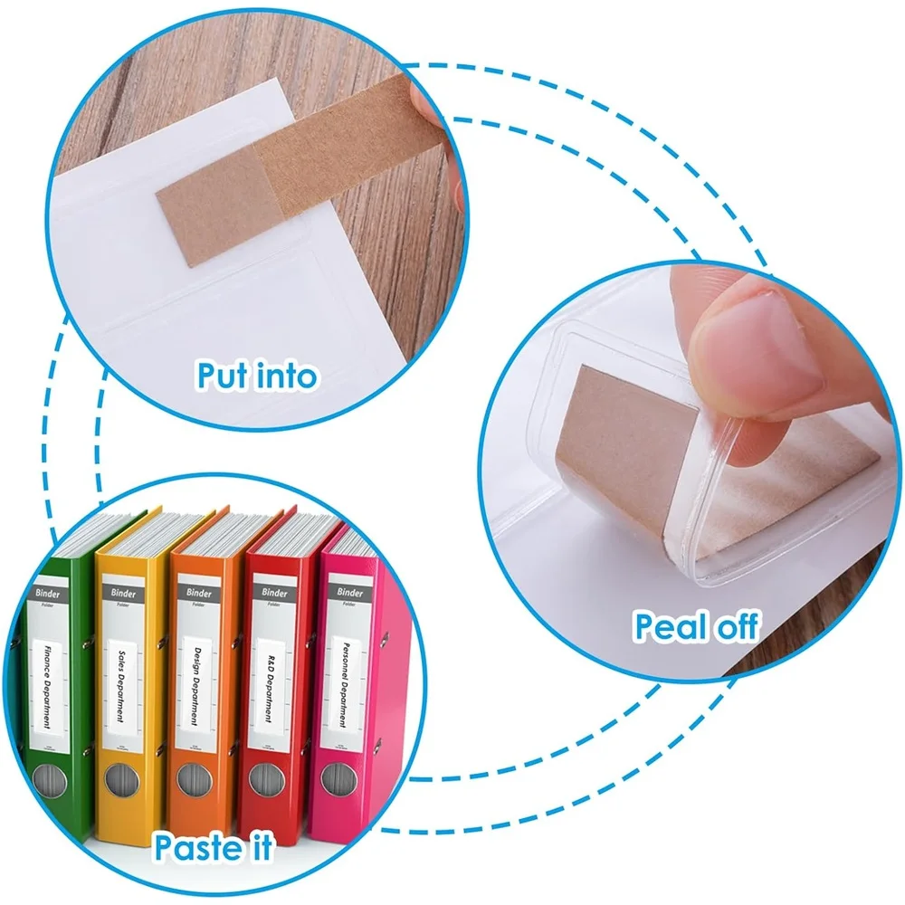 Atur Rumah Anda Dengan 20 Buah Tempat Label Transparan - Kantong Label Rak Perekat Untuk Rak Buku, Binder, File, Tempat Sampah & Kotak!