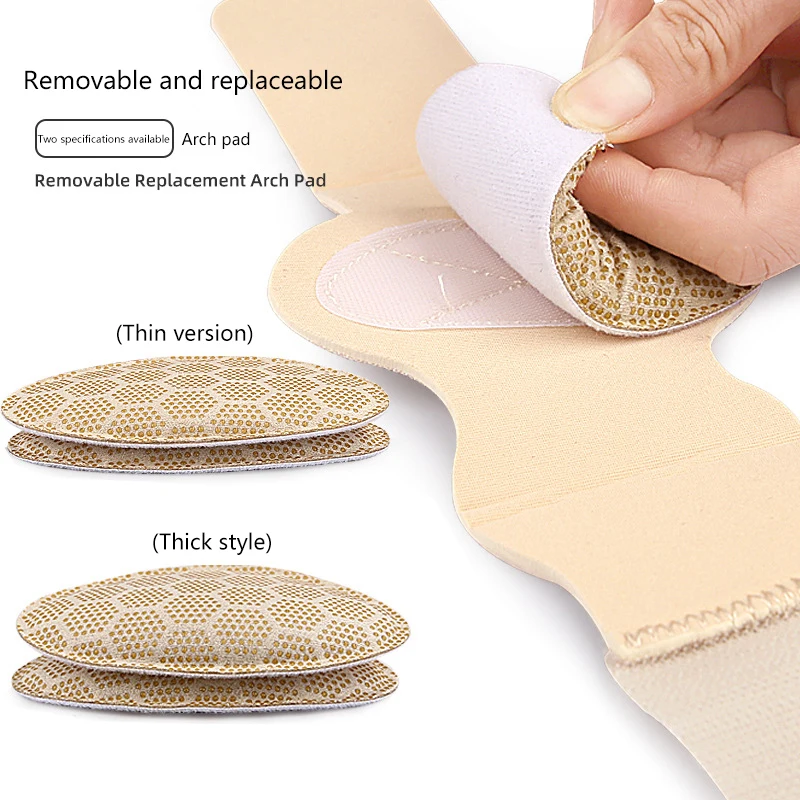 แผ่นรองส้นเท้า1คู่เบาะรองหมอนรองโค้งที่มองไม่เห็นเบาะโค้งไม่ลื่นถุงเท้านวดเท้า