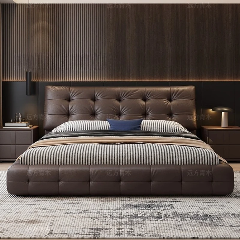 180x200cm Italian 2 people bed frame king size queen Double beds frame composite leather luxury headboard bedrooms furniture