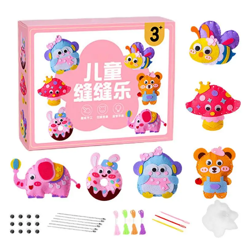 

Children Sewing Animals Craft Kit Forest Creatures Sewing Felt Plush Animals Educational Sewing Set for Kids Beginners Gifts