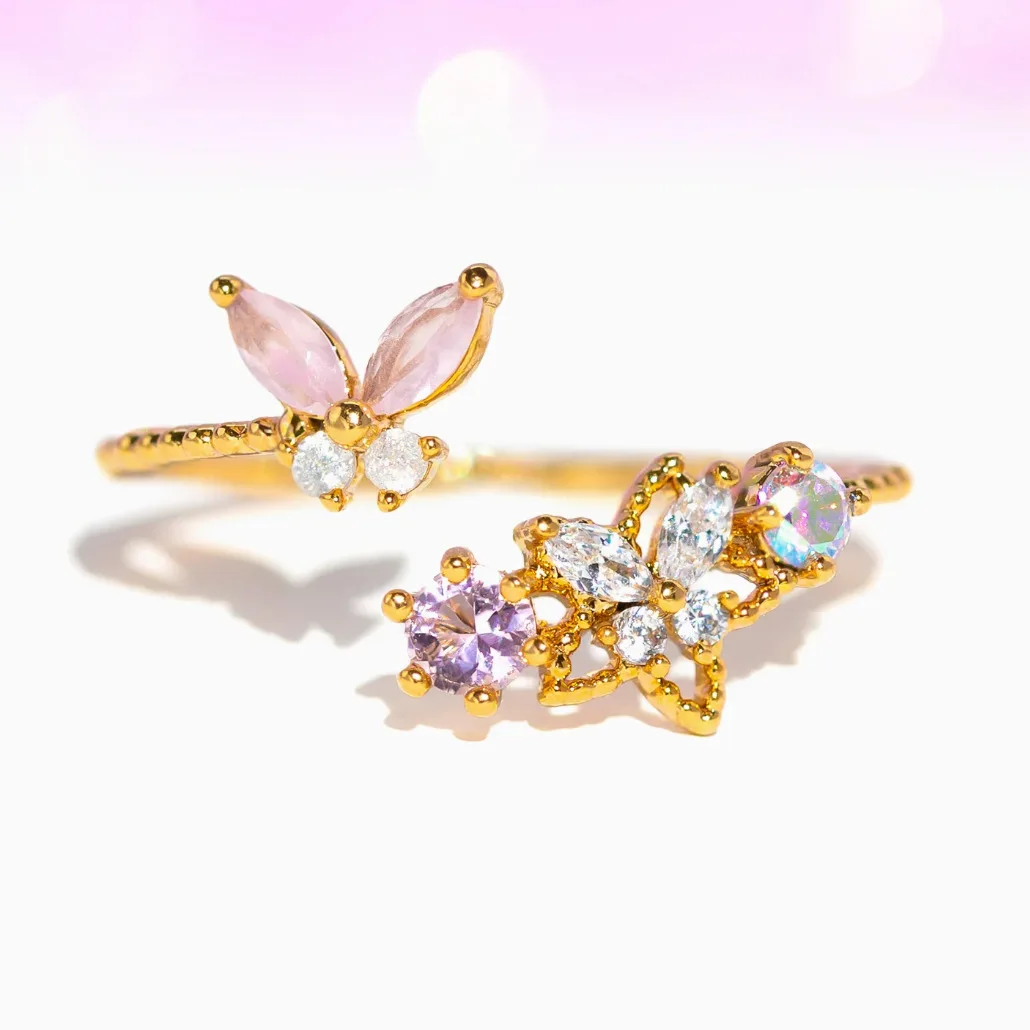 Sparking New Fashion Creative Exquisite Colorful Moon Start Butterfly Flowers Heart Adjustable Ring For Women Girls Jewelry Gift