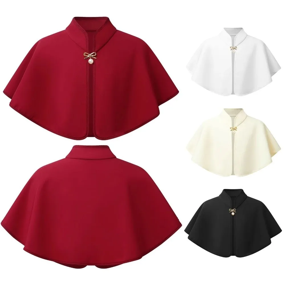 

Versatile Elegant Children's Dress Shawl Bowknot Solid Color Girl's cloak Brooch Cape for Girls