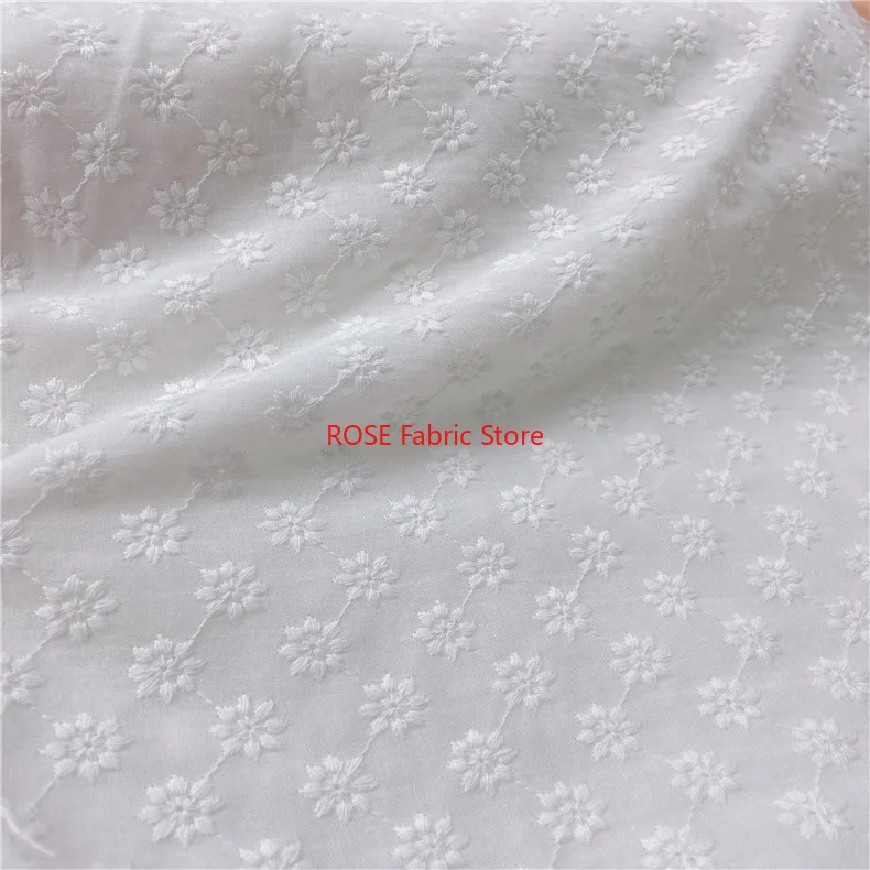 Cotton Embroidery Eyelet Fabric Sof Comfortable Cotton Cloth For Women's And Children's Clothing DIY Tissue Sold By The Yard view 6