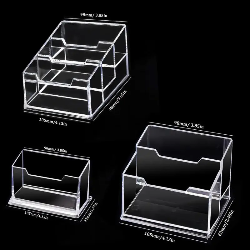 1/2/3PCS Creative Transparents Acrylic Card Storage Box, Large Capacity Business Card Box