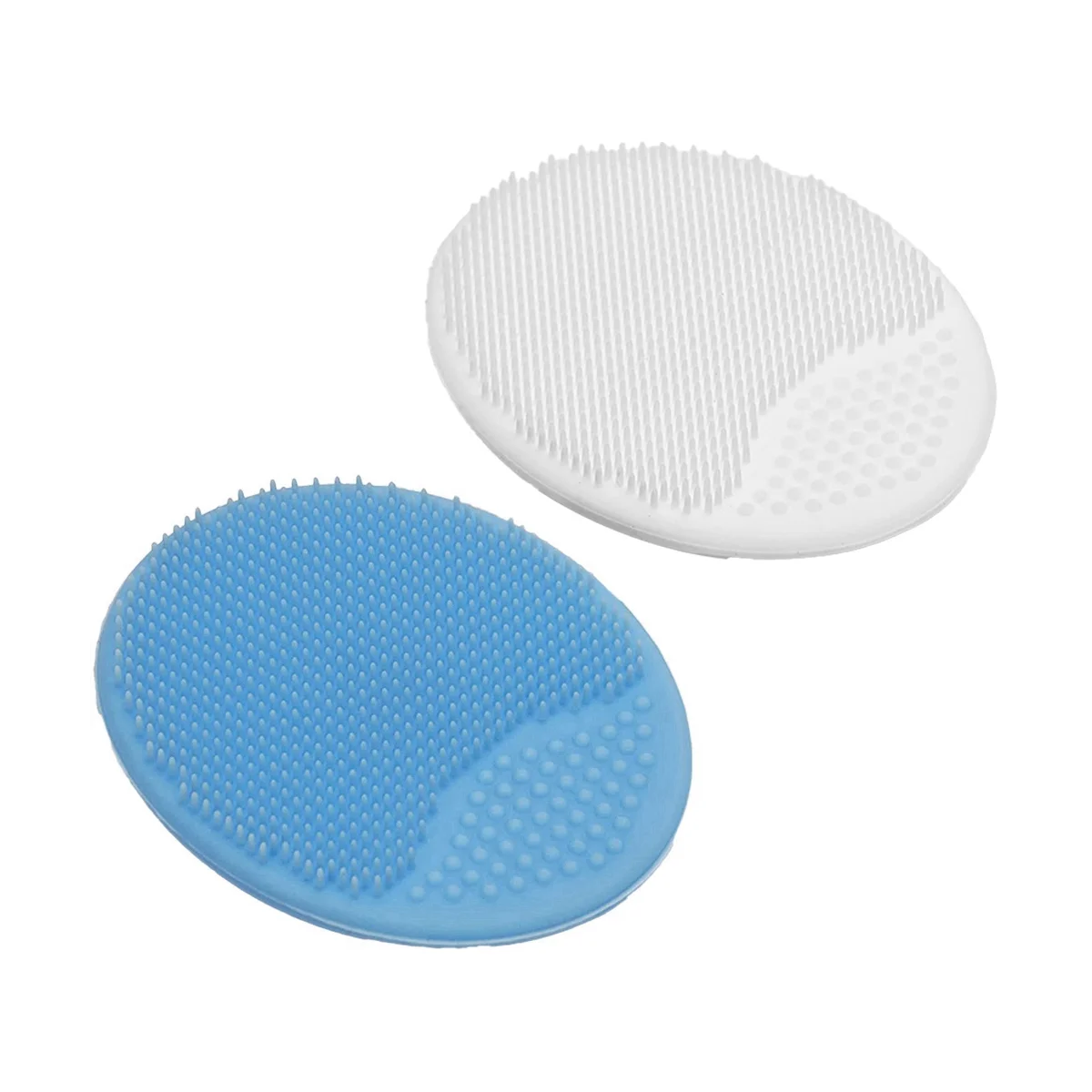 Gorro de cuna exfoliante y masajeador, cepillos de baño para bebé, azul y blanco, 2 paquetes