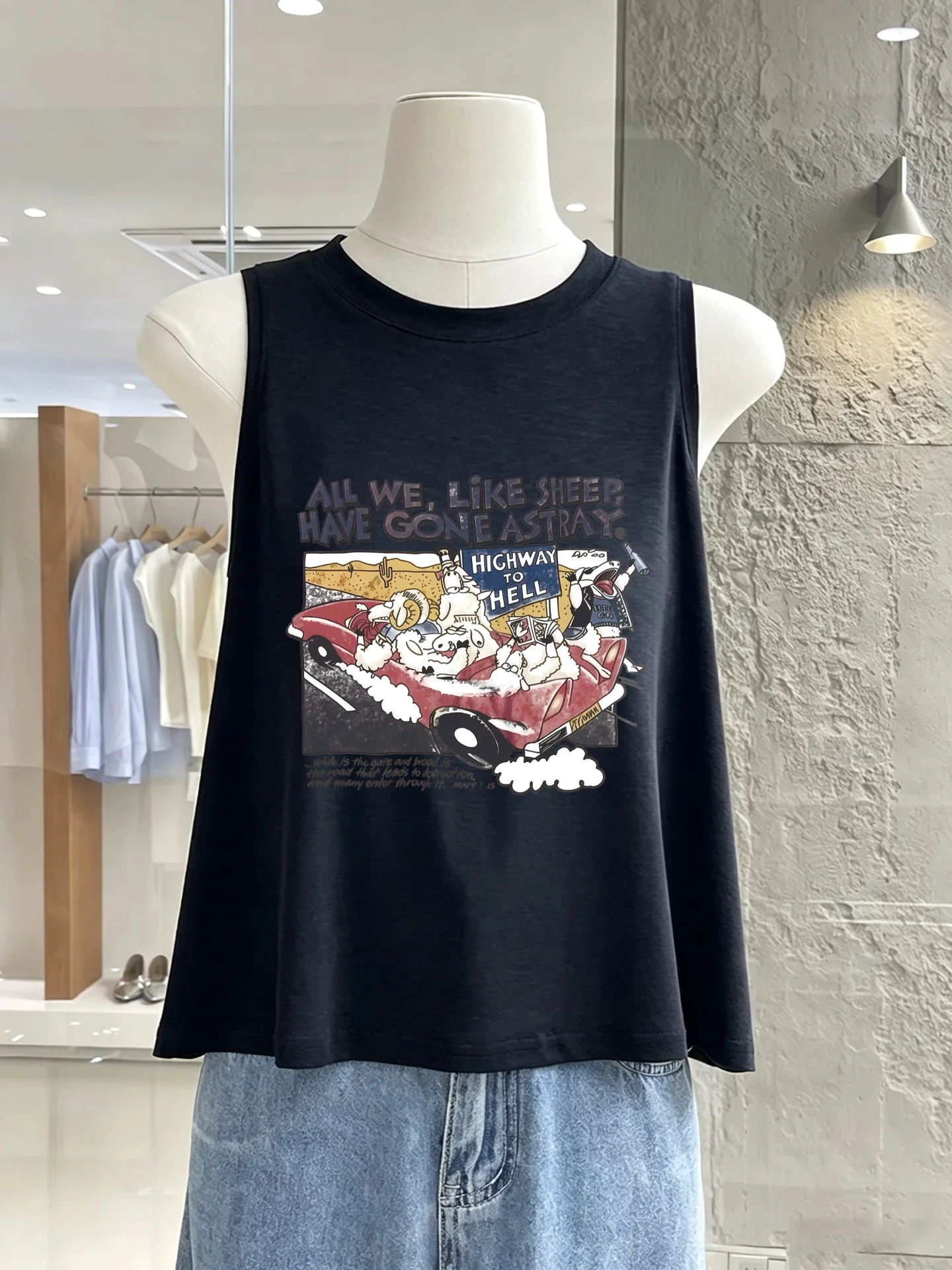 Simple Style  Color A-Line Wide Hem Bamboo Cotton Sleeveless Vest Soft Comfortable Casual Versatile Top Women's Fashion