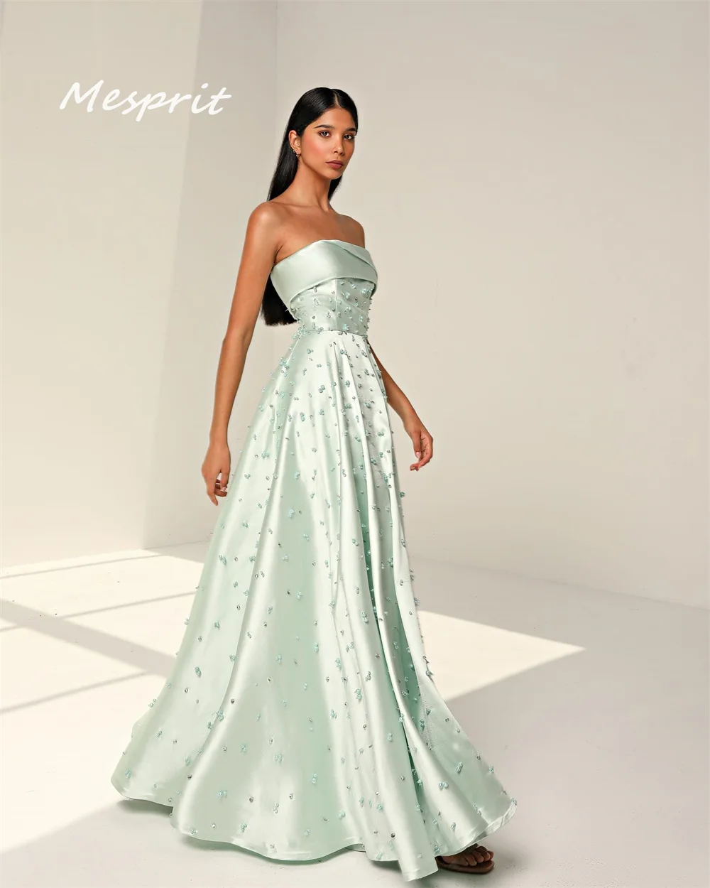 Customized Jiayigong Sparkle Exquisite    Retro Strapless A-line Floor Length Gown Beading Stole Skirts S Customized