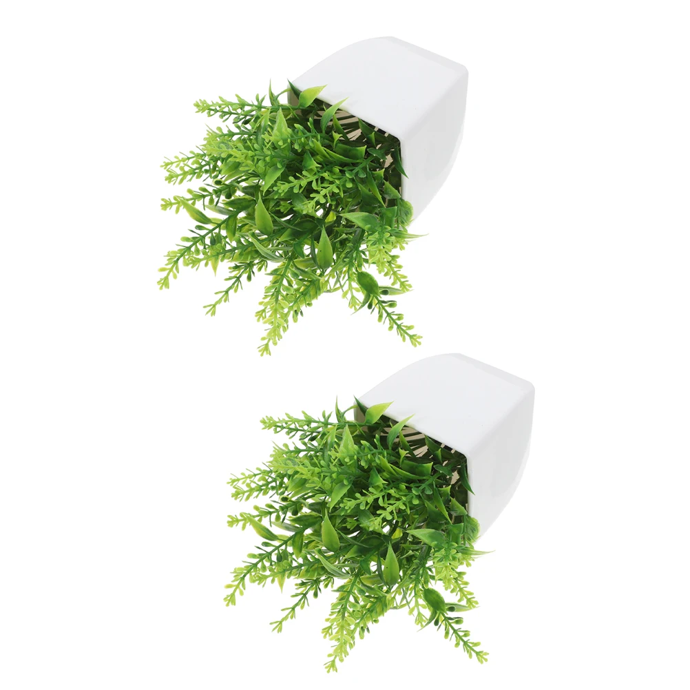 

2 Pcs Simulated Lavender Potted Plant Bathroom Farmhouse Decor Green Plants Artificial Bonsai Pp