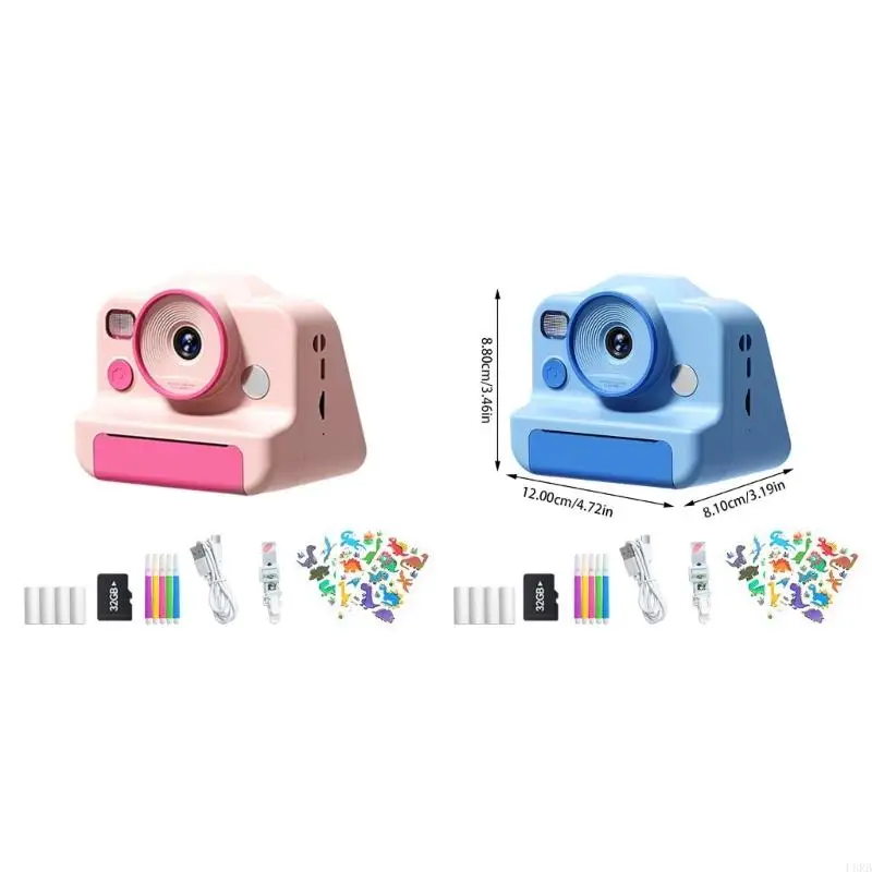 Imprima juguete cámara instantáneamente para niños Fotos 48MP 1080p Videos con tarjeta 32 L8RB
