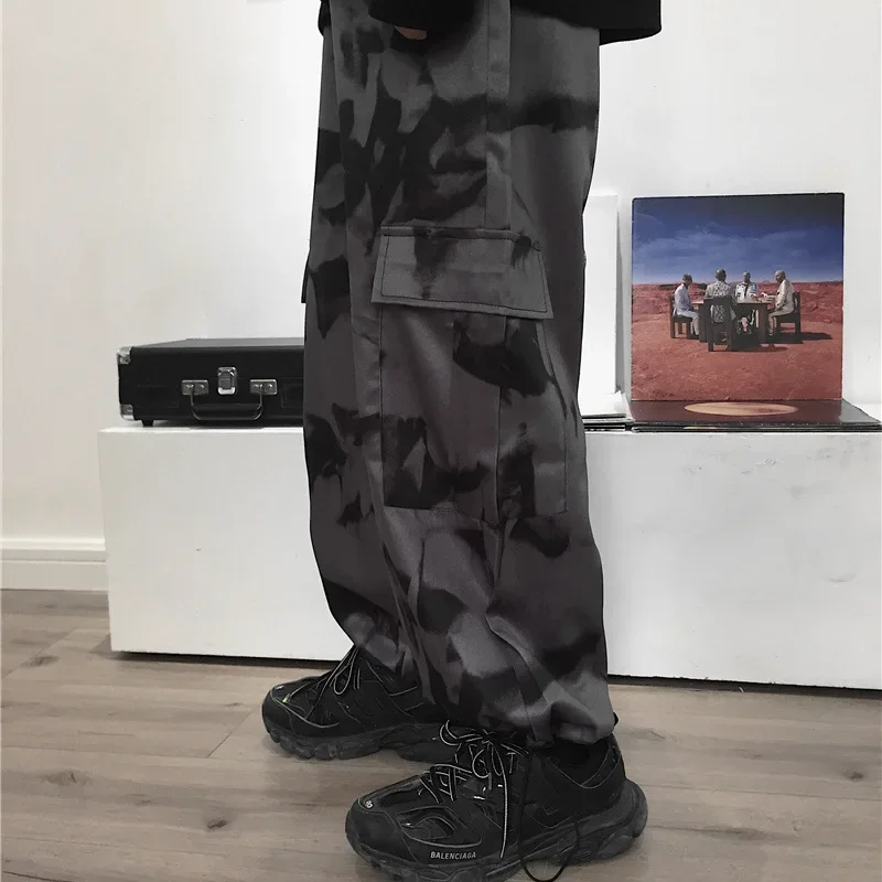 2023 pantalones Tie Dye Harajuku Streetwear pierna ancha mujeres pantalones de cintura alta Punk de gran tamaño estética moda coreana Y2k ropa