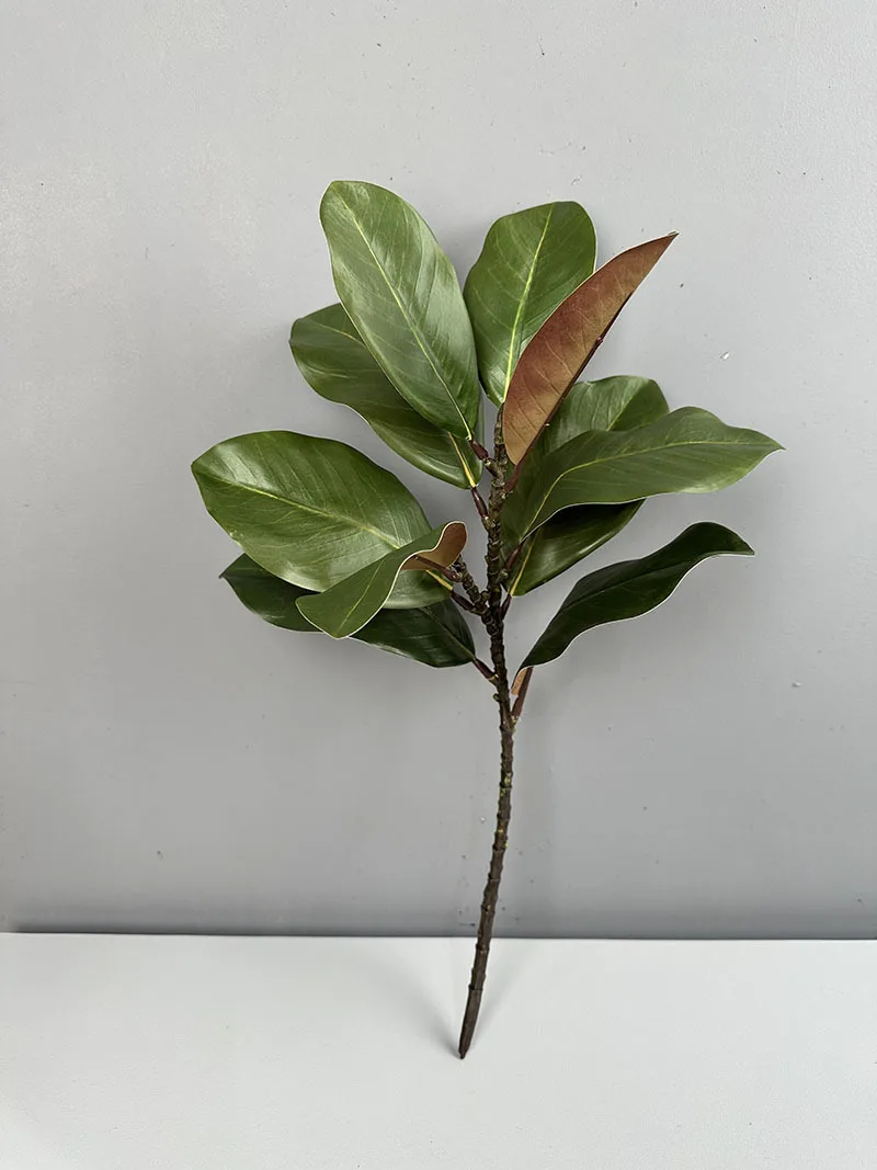 2pcs Artificial Magnolia Leaf Green Plant Floral Plastic Simulation Magnolia Branch Fake Plants Leaves Shopping Mall Decoration