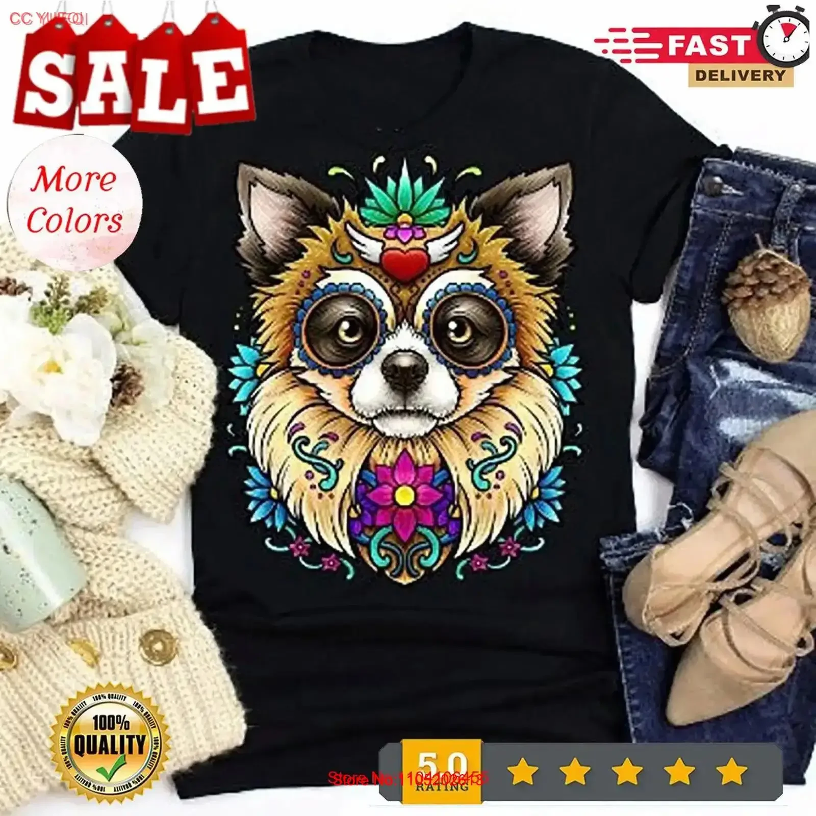 

Футболка Chihuahua Day of the Dead La Catrina Sugar Skull Me, винтажная стираная графика, растянутая удобная дизайнерская одежда