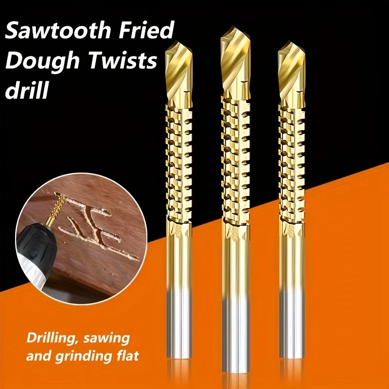 6pcs Serrated Rotating Grooving Multi-Functional Drill Bits, Suitable for Woodworking, Metal and Plastic- Cutting, Drilling