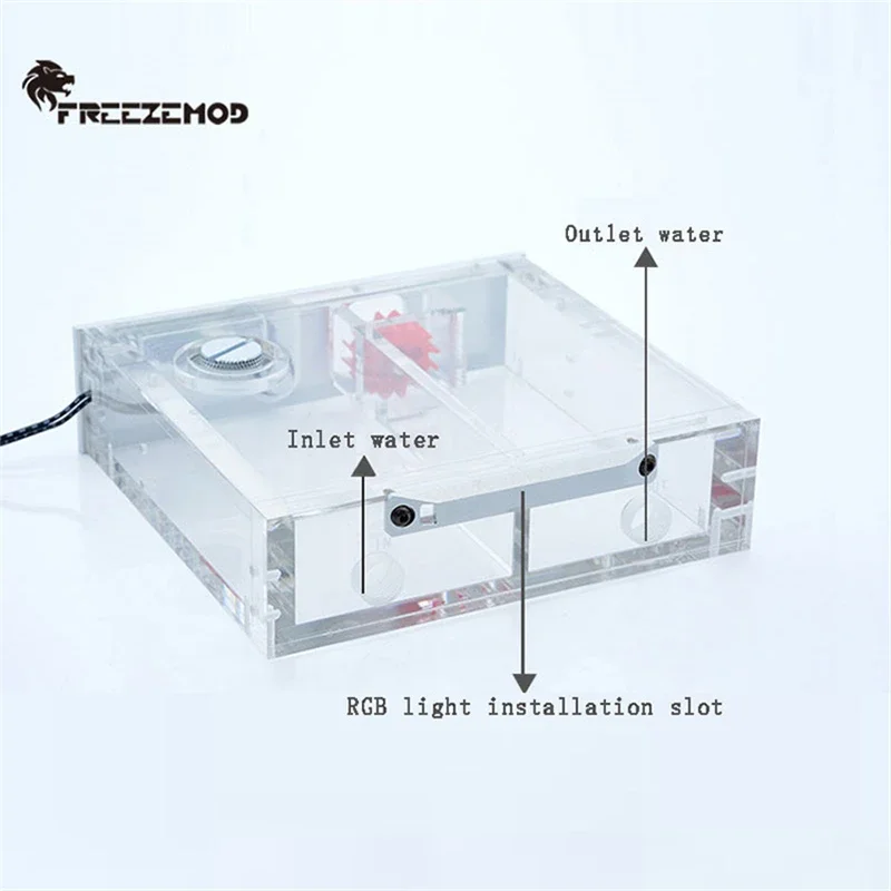 FREEZEMOD GQSX-D1S Computer Water Cooler Water Tank Single Optical Drive Metal Panel VA Liquid Crystal Temperature Sense