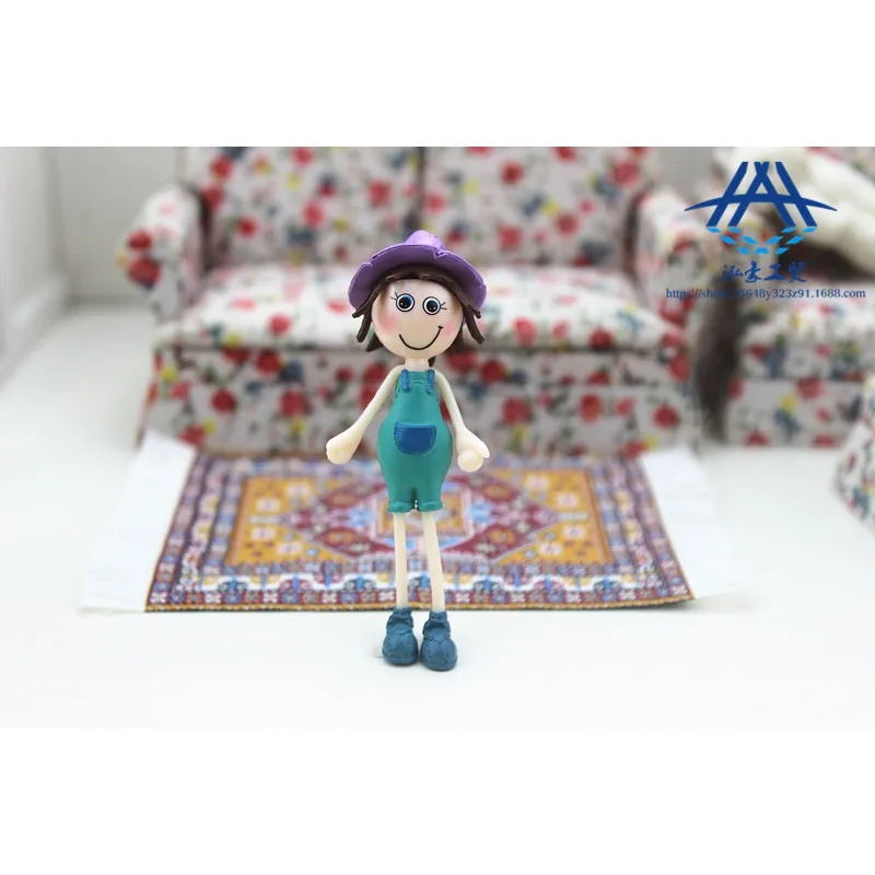 1:12 ドールハウスアクセサリー帽子をかぶったかわいい人形アクションフィギュアミニチュアおもちゃシーン写真小道具漫画多色人形