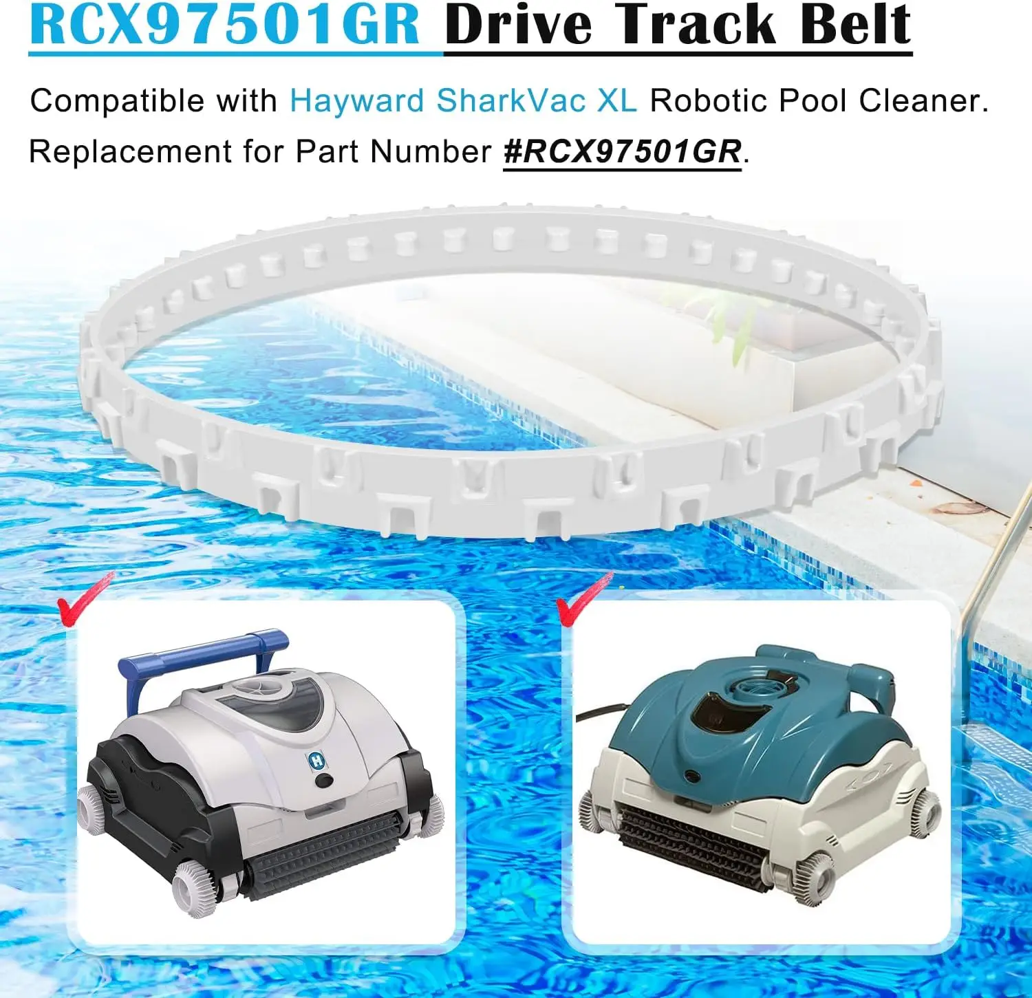 MX RCX97501GR Drive Track Belt Replacement Fit for Hayward SharkVac XL Robotic Pool Cleaner, Long-Lasting Rubber
