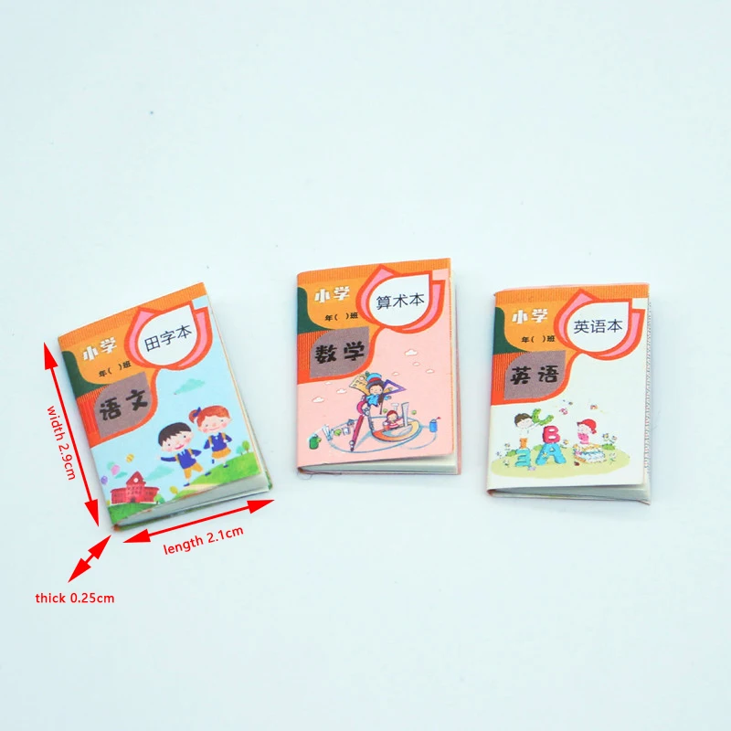 Juego de Mini libros de texto de simulación de casa de muñecas para niños, decoración de libros escolares, accesorios de casa de muñecas, juguetes de juego de simulación, 1/12