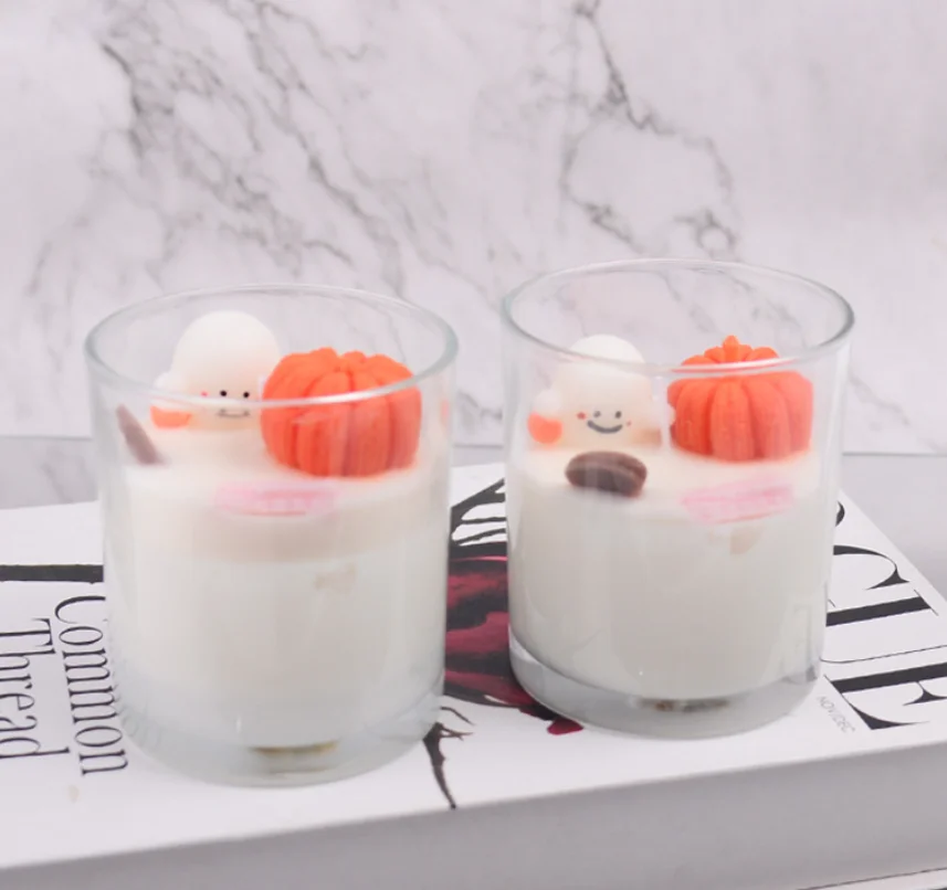 

G6WQAKZTUR Стеклянная чашка на заказ, ароматическая свеча на Хэллоуин, атмосфера ручной работы, домашний декор