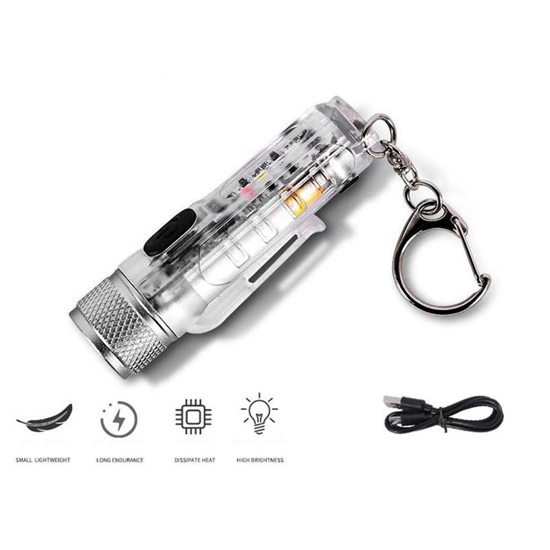 Mini T20 LED Flashlight Portable Work Light USB Rechargeable Lamp Magnetic Warning Camping Flashlight