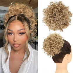 Messy Bun Hair Piece For Women Elastic Drawstring Bun Short Synthetic Curly Hair Bun Extension For Women Daily Use