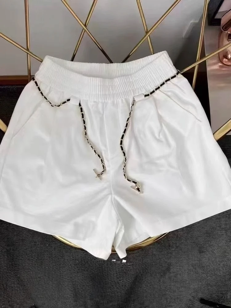 High-End-Casual Petite Elegante Damen-Hose mit geradem Bein, 2025, neuer Stil, lockere Passform, Shorts mit hoher Taille, Sommerkollektion