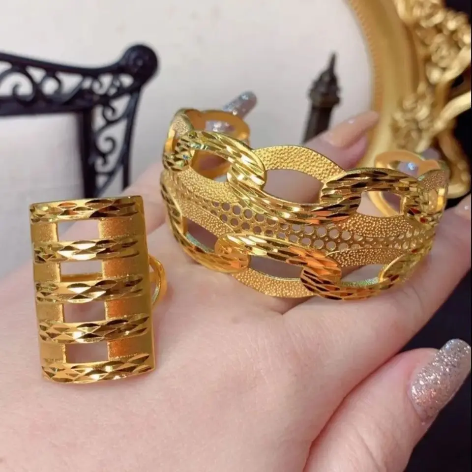 24K Gold Plated Dubai Bracelet  Ring YY10004