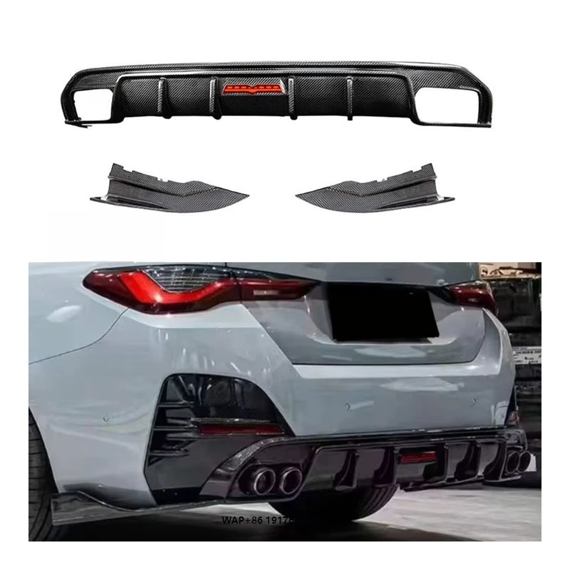 

New for 4 Series G26 Dry Carbon Fiber Bumper with Light Rear Lip and Exhaust Cutouts-Bolt-On Retrofit Upgrade