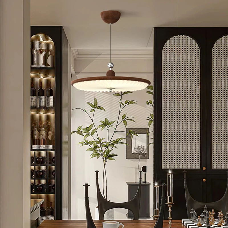 Walnuss Rocker Pendelleuchte Indoor Französisch Kronleuchter Hängende Nordic Lampen Für Schlafzimmer Wohnzimmer Restaurant Designer Beleuchtung