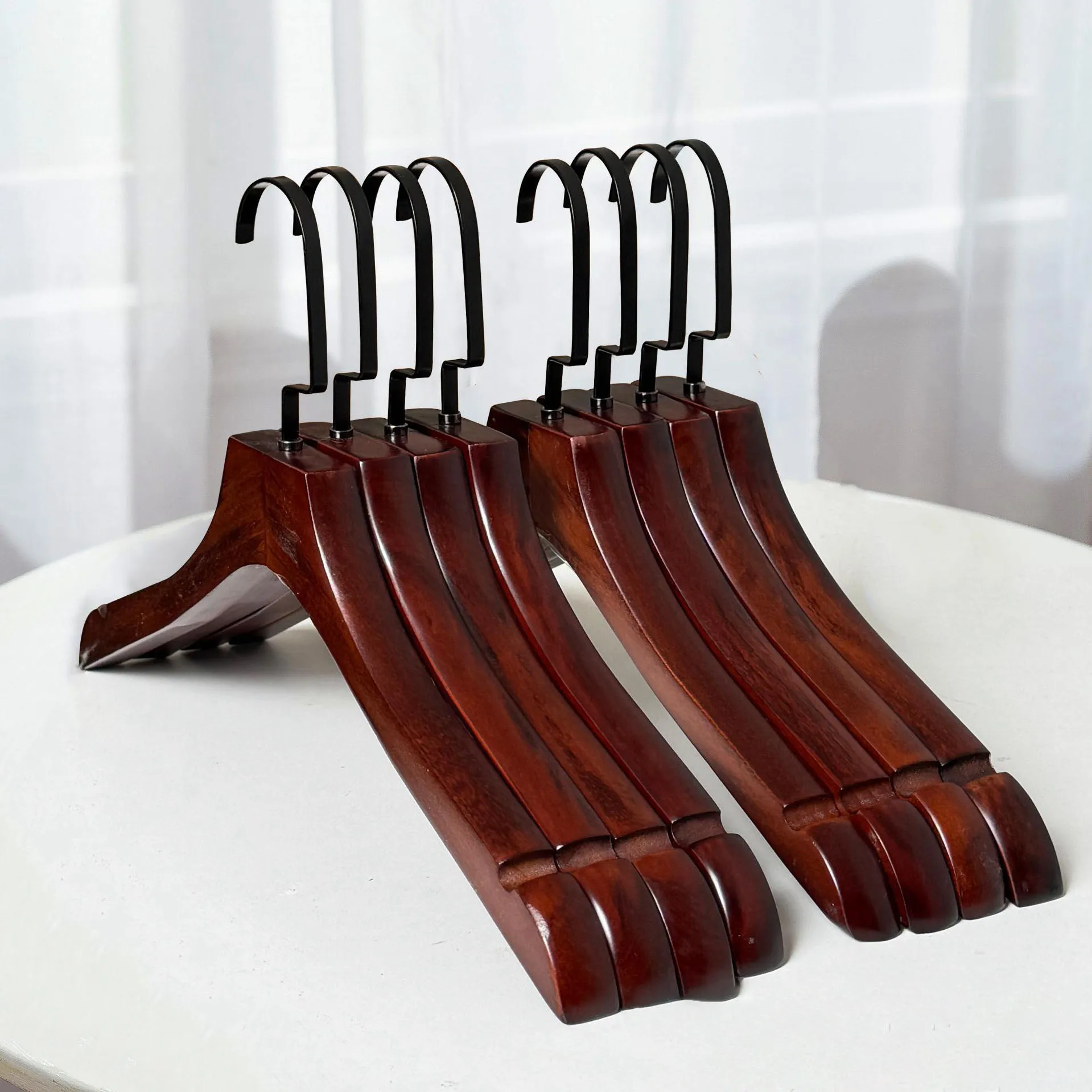 

10PC Wooden Coat Hanger Vintage Suit Hanger Clothes Organizer,44CM Anti-slip Drying Rack Wardrobe Saves Space ﻿
