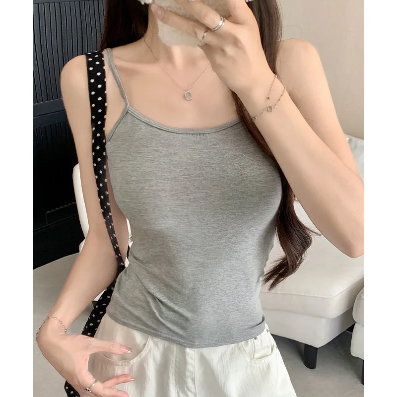 Women Modal Tank Top Sleeveless Slim Fit Macaron Color Sexy Summer Spring Fall Camisole Vest Inner Outer Wear