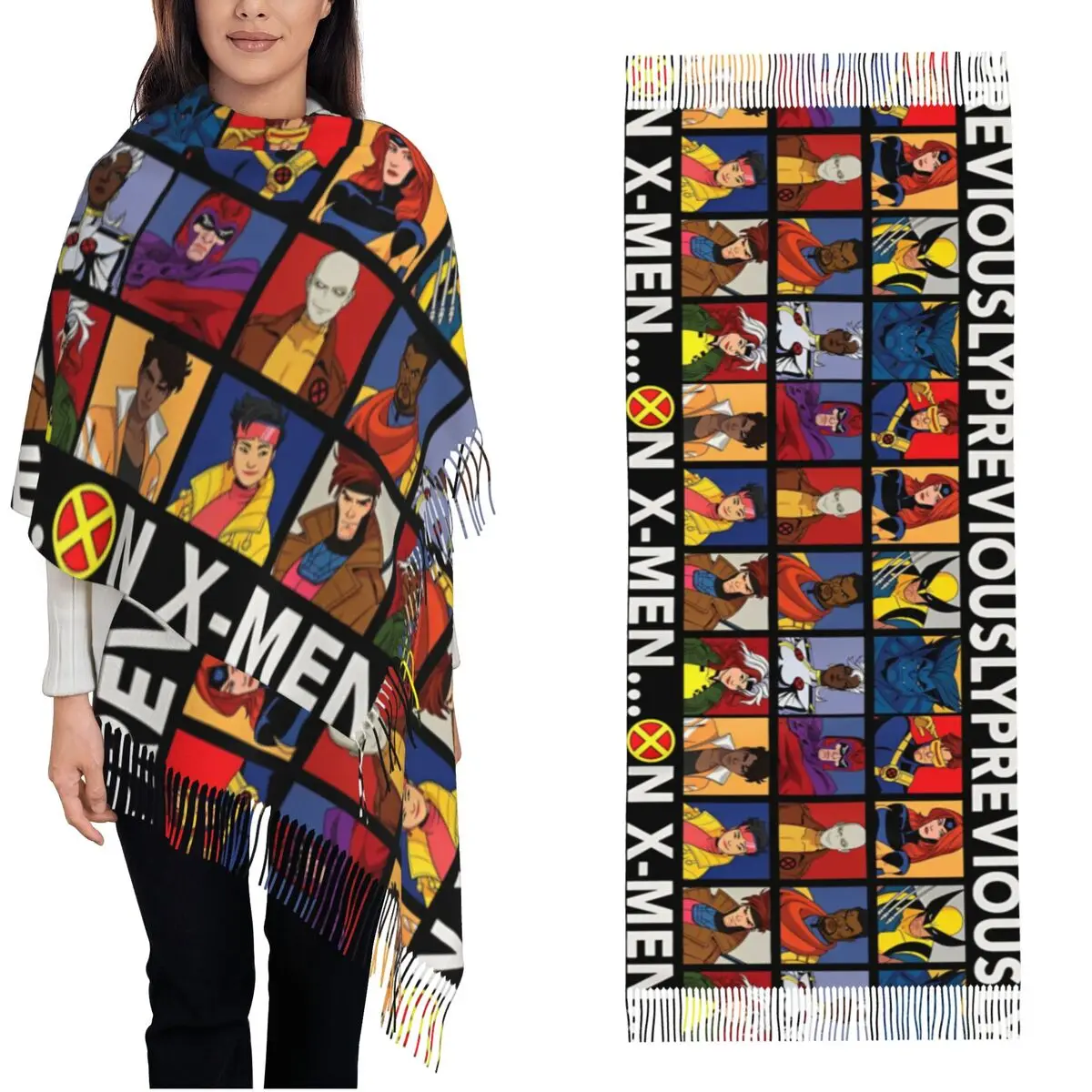 X-Men -97 Team Previously On XMen Shawl Wraps for Women Warm Long Soft Scarf Pashmina Shawl Scarves