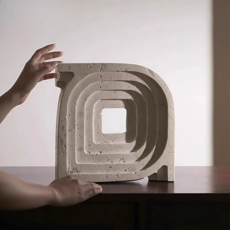 أثاث آرت ديكو بتصميم نورديك، إطار رخامي أبيض بسيط، زخرفة سطح الطاولة في غرفة المعيشة #4