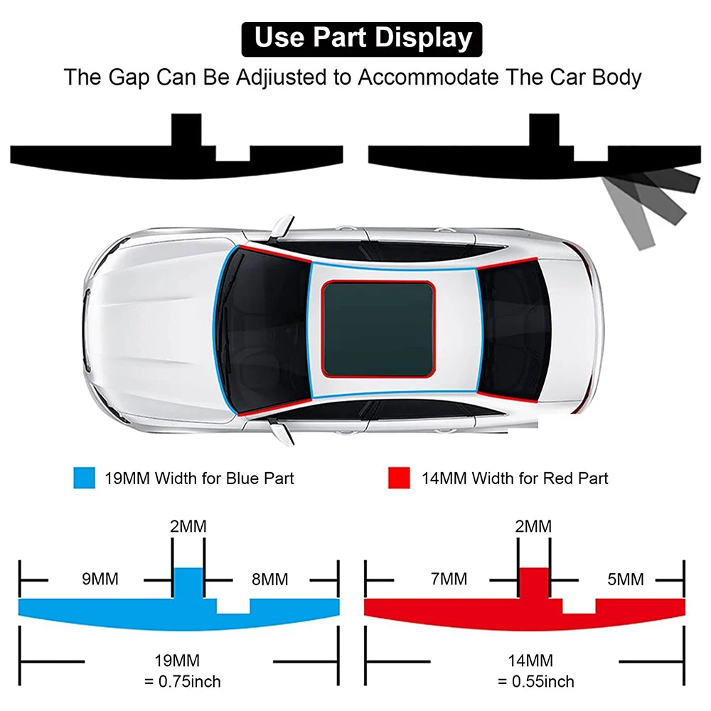 1pc Leak-proof Sound Insulation Strip 200cm Rubber Car Roof Windshield Sealant Protection Strip Window Seal Strip 14mm19mm Wide