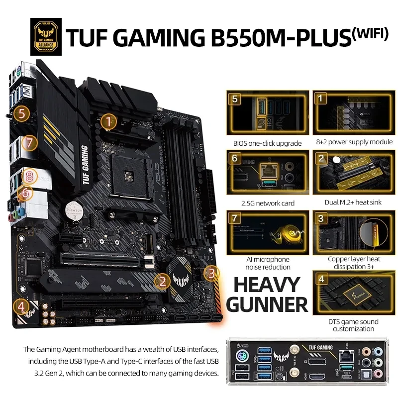 ASUS TUF GAMING B550M PLUS WIFI II New AMD B550 microATX motherboard Socket AM4