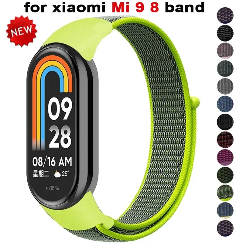 Pulseira de Nylon para Xiaomi Mi Band 9 8, Correia de Substituição para Smartwatch, Pulseira Esportiva para Miband 8
