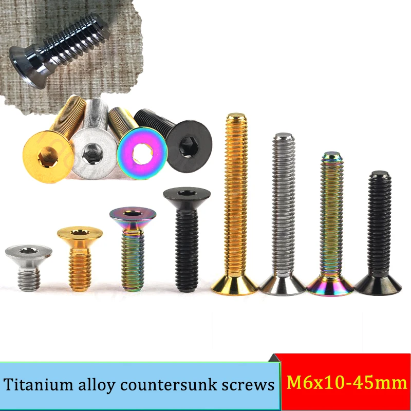 

Titanium Bolts M3/M4/M5/M6x10/12/15/18/20/25/30/35/45mm Countersunk Inner Hexagon Socket Head Fastener for Bicycle