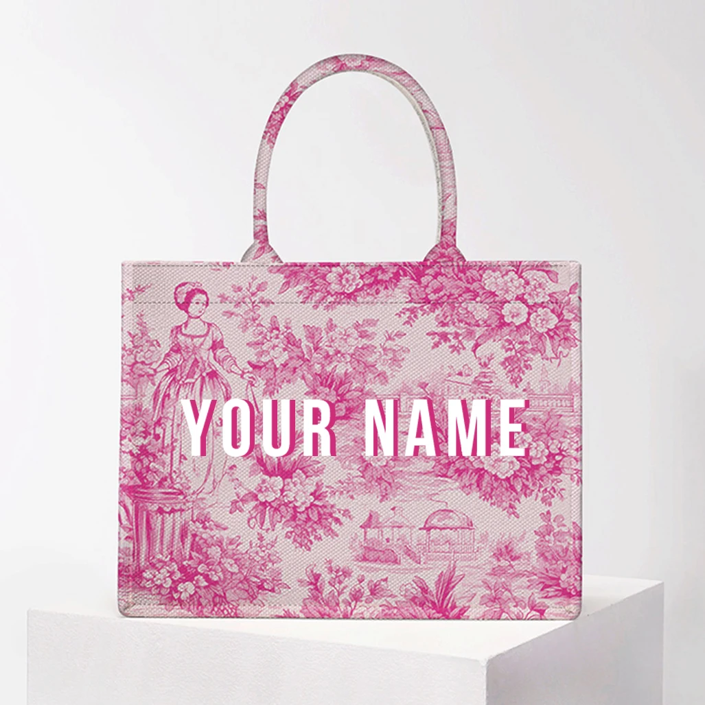 Personalized Beach tote bag Custom handbag with Name Monogram Bag Bridesmaid Print handbag Christmas Gift woman bag