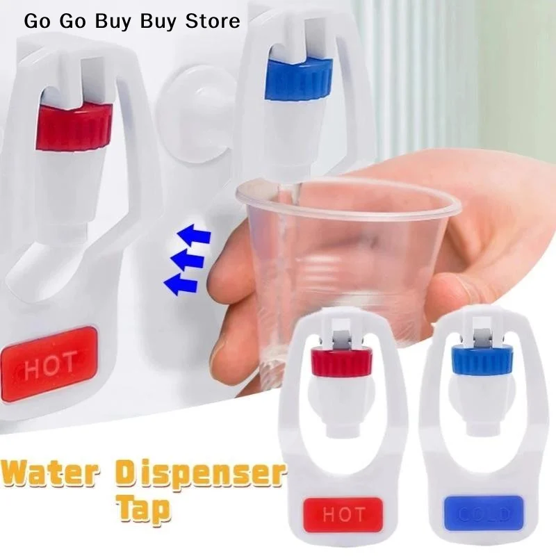 【S】1/2 PCS Universal Push Type Water Dispenser Plastic Tap Hot Cold Blue Valve For Water Tank Drinking Fountains Parts Bibcock