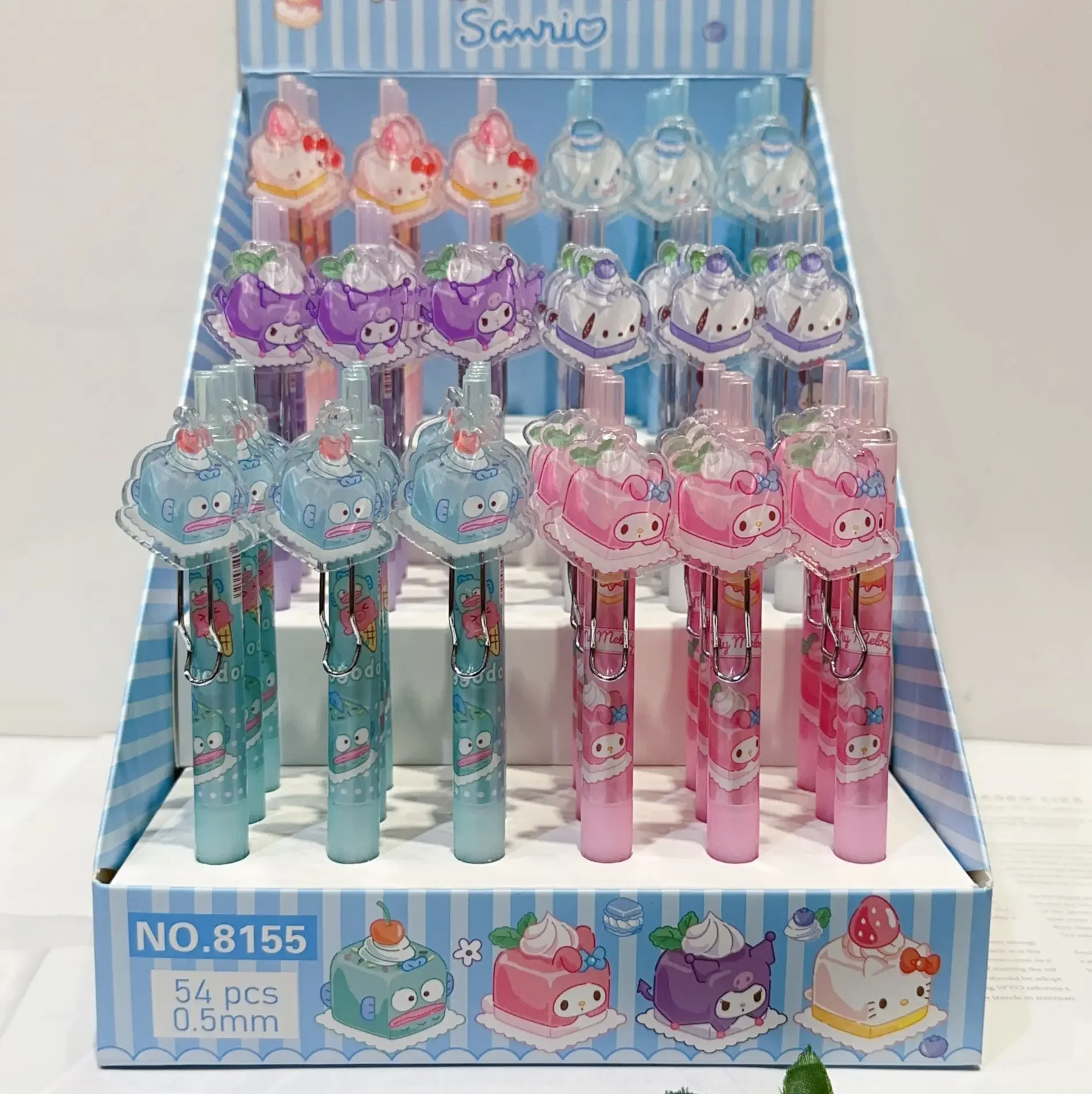 6Pcs Sanrio Cute 0.5mm Dessert Cake Party Acrylic Gel Pen Cinnamoroll Pochacco kuromi hangyodon Neutral Pen gift