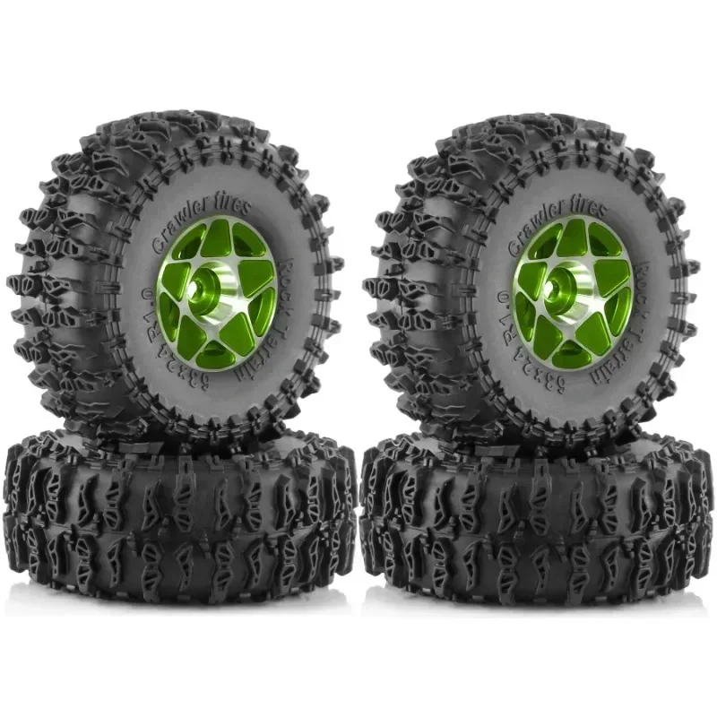 

4pcs 63mm Metal 1.0" Beadlock Wheel Rim Rubber Tire Set for 1/18 1/24 RC Crawler Axial SCX24 AX24 TRX4M FCX24 Upgrade Parts