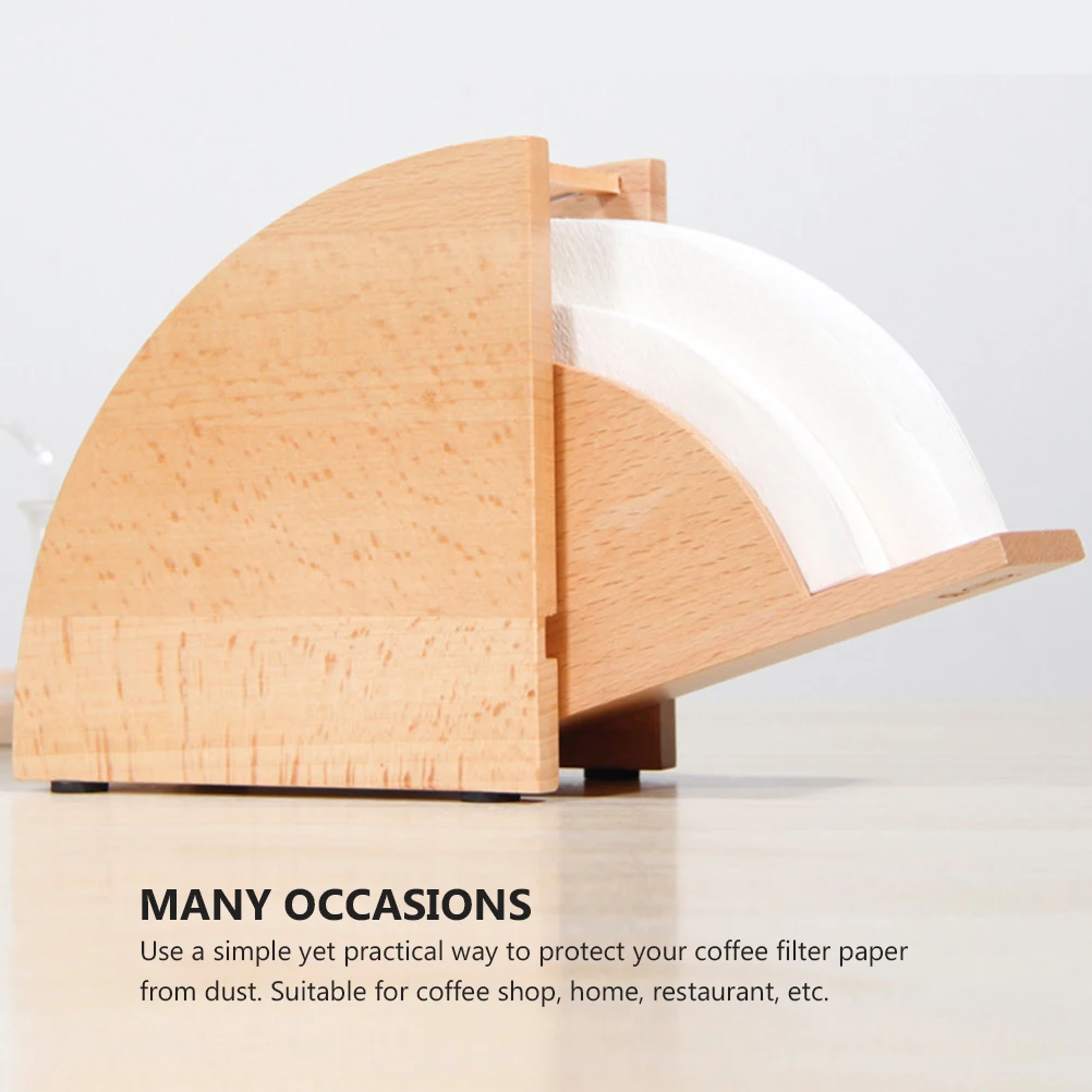

1Pcs Coffee Paper Storage Box Wooden Filter Holder for Dustproof Coffee Filter Organizer Stand Compact Reusable Wood Color