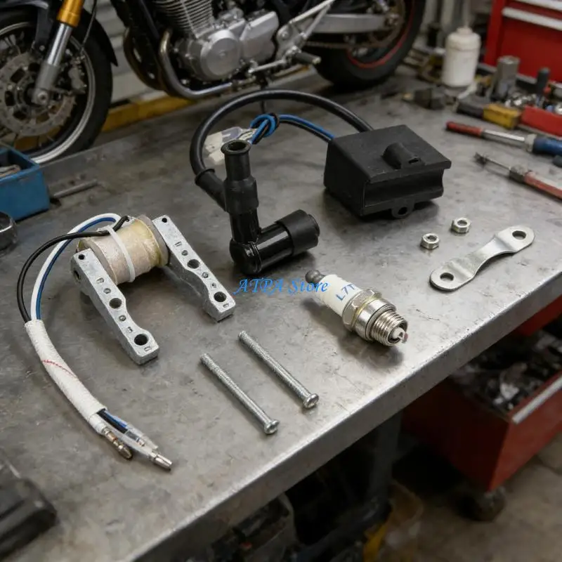 U13C Engine Ignition Set for 49cc 66cc 80cc 2-Strokes Ignition Coil And Plugs