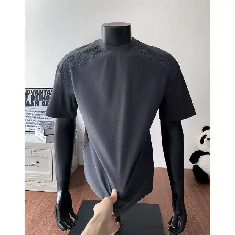 Breathable and Cool T-shirt for Men with Summer Design Sense, Spliced Short Sleeved High-end Top