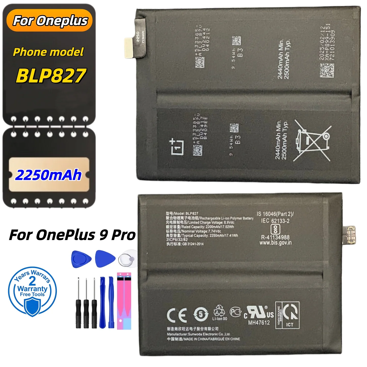 

BLP827 4500mAh For 1+ Battery For OnePlus 9 Pro One Plus 9Pro High Quality Phone Bateria Batteries Fast Shipping+Free tools