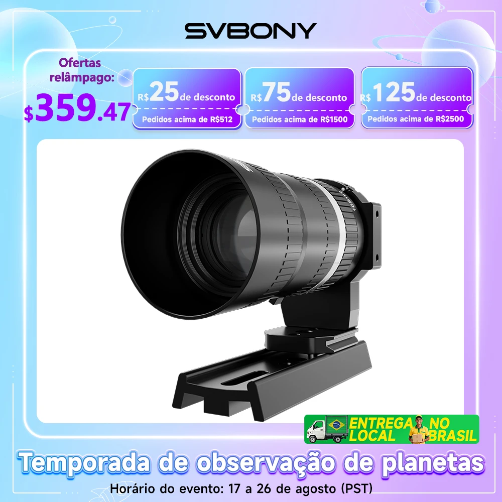 Telescópio Astronômico Svbony SV535 105mm f/2.8 APO Refrator, Lente Prime para Câmera Astro, com Montagem M42/E para Fotografia de Espaço Profundo