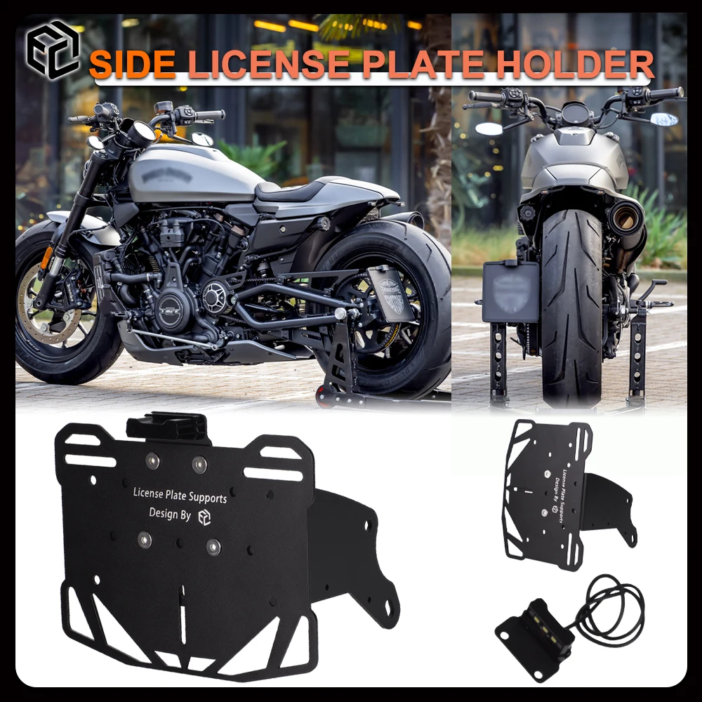 For RH1250 LED Lamp Side License Plate Holder Motorcycle Aluminum Alloy For Harley-Davidson Sportster S 1250