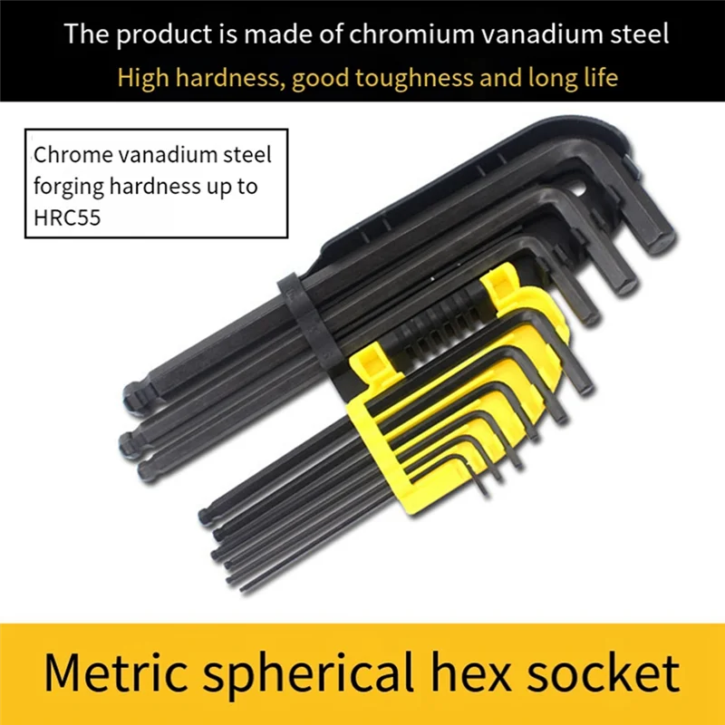 

AB33-9-In-1 Ball-End Hex Wrench Set Hex Screwdriver Tool Set Square Wrench Plum Hexagon Wrench