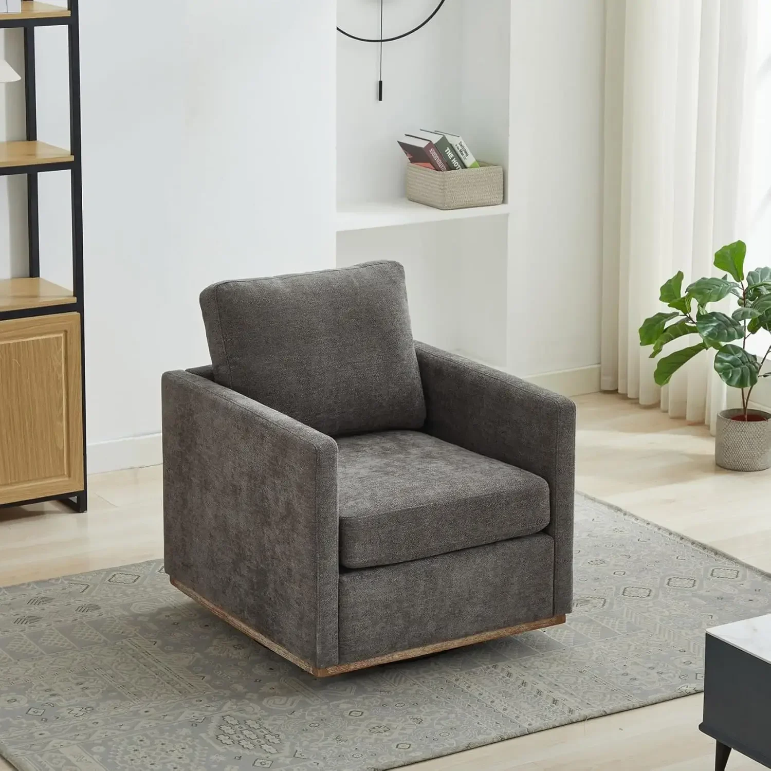 Swivel Accent Chair With Backrest Pillow Upholstered Single Seat Armchair For Reading Nursery Living Room Bedroom Lounge Hotel