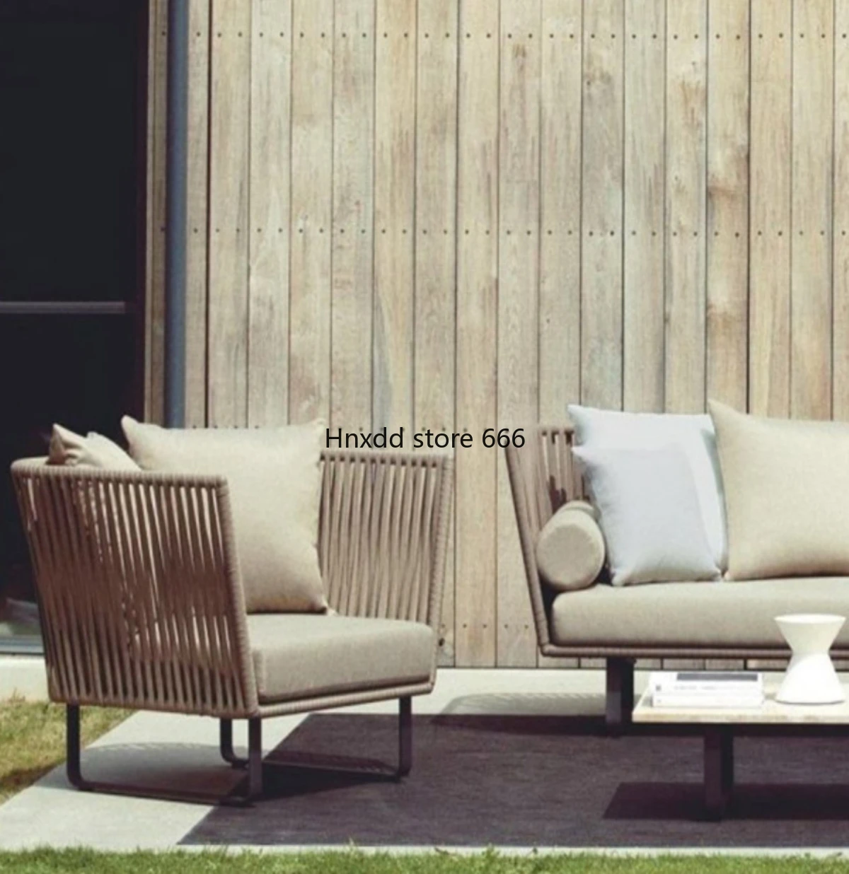 Outdoor sofa terrace bamboo and rattan lounge chair